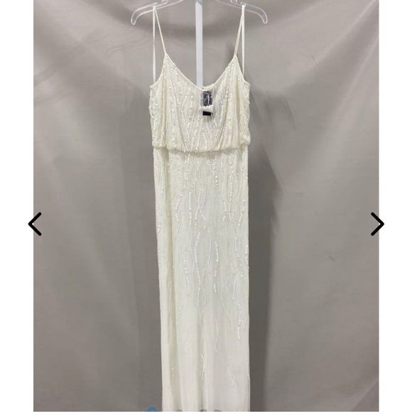 NWT Adrianna Papell size 14 Long Ivory Beaded Gown - Picture 2 of 16